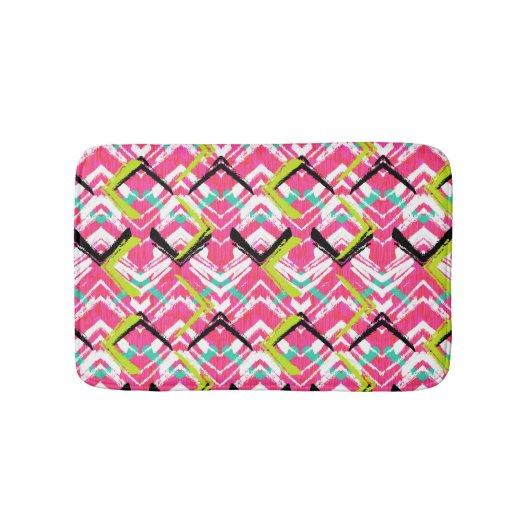 Tapis De Bain Motif de zigzag rose tiré par la main (Devant)