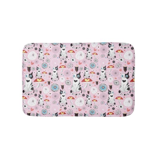 Tapis De Bain motif des chats et des fleurs (Devant)