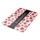Tapis De Bain Motif Des Coeurs, Coeurs Rouges, Votre Nom (Angle)