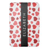 Tapis De Bain Motif Des Coeurs, Coeurs Rouges, Votre Nom (devant Vertical)
