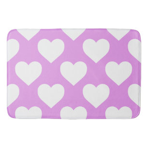 Tapis De Bain Motif des Coeurs rose et blanc
