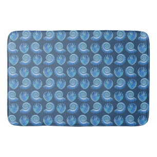 Tapis De Bain Motif des coquilles de mer orange bleu brillant