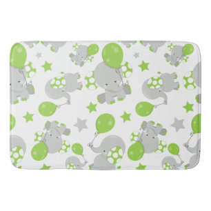 Tapis De Bain Motif Des Eléphants, Eléphants Mignons - Grey Vert
