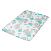 Tapis De Bain Motif Des Eléphants, Eléphants Mignons - Gris Bleu (Angle)