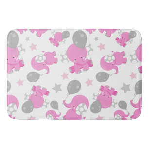 Tapis De Bain Motif Des Eléphants Roses, Eléphants Mignons, Étoi