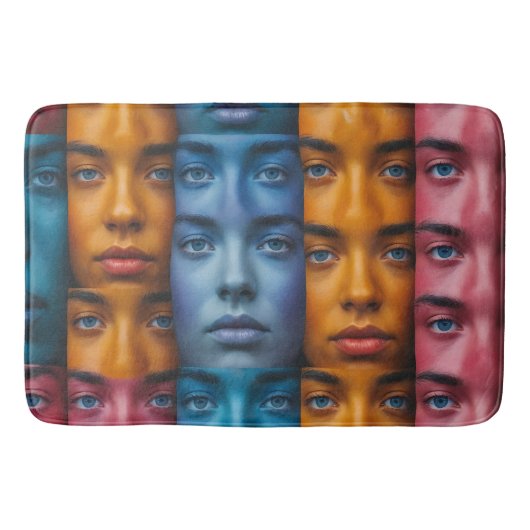 Tapis De Bain Motif des faces colorées (Devant)