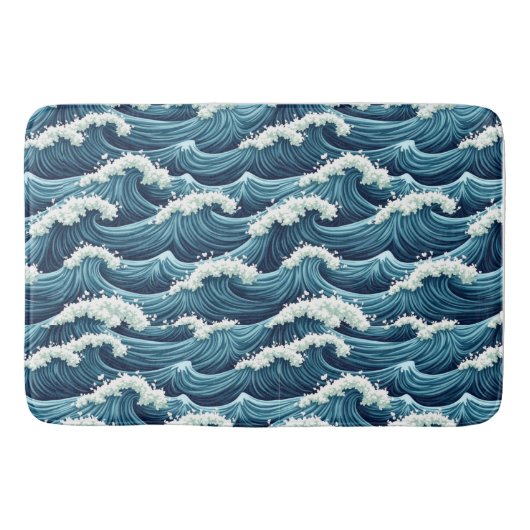 Tapis De Bain Motif des vagues de l'océan bleu (Devant)