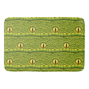 Tapis De Bain Motif des yeux de serpent - Abstrait reptile vert