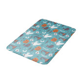 Tapis De Bain Motif d'Halloween Turquoise amusant (Angle)