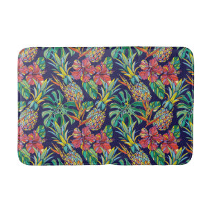 Tapis De Bain Motif d'hibiscus à ananas tropicaux