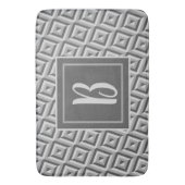 Tapis De Bain Motif diamant à trois tons gris monogramme (devant Vertical)