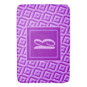 Tapis De Bain Motif diamant à trois tons violet monogramme (devant Vertical)