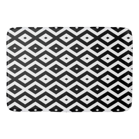Tapis De Bain Motif diamant noir et blanc (Devant)