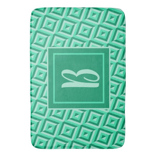 Tapis De Bain Motif diamant trois tons vert Monogramme (devant Vertical)