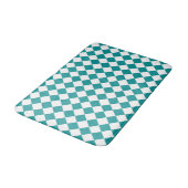 Tapis De Bain Motif diamant turquoise blanc Checker (Angle)
