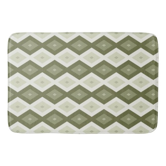 Tapis De Bain Motif diamant vert olive (Devant)