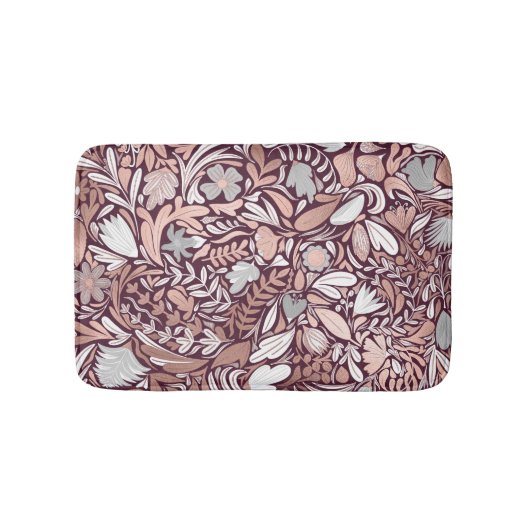 Tapis De Bain Motif d'illustrations florales de Bourgogne rose (Devant)