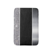 Tapis De Bain Motif d'impression en argent noir Parties scintill (Devant (Vertical))