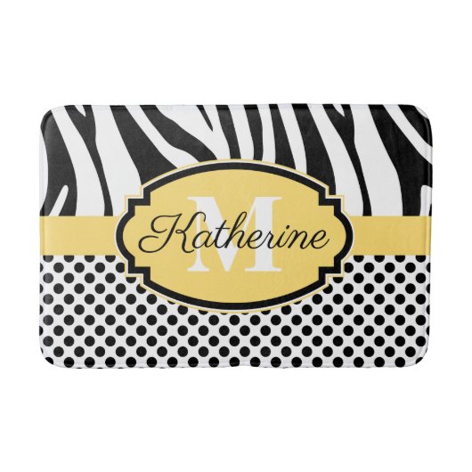 Tapis De Bain Motif d'impression et de points Zebra (Devant)