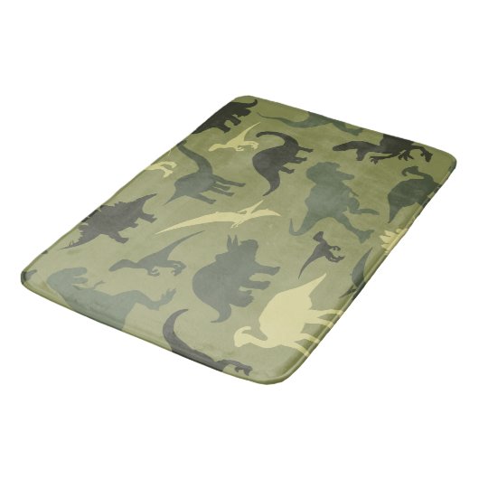 Tapis De Bain Motif Dinosaure, Silhouette Dinosaure, Dino Vert (Angle)