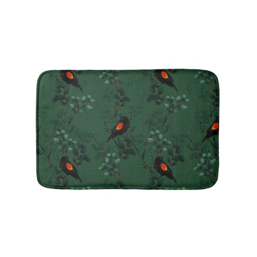 Tapis De Bain Motif d'oiseau-noir à ailes rouges (Devant)