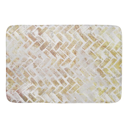 Tapis De Bain Motif d'or moderne en détresse - Herringbone (Devant)