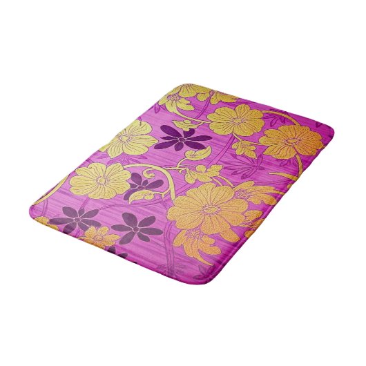 Tapis de bain motif doré rose ORIENTAL (Angle)