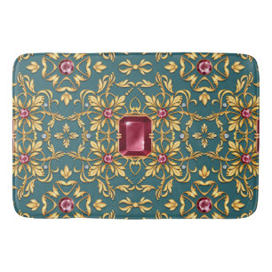 Tapis De Bain Motif doré sans couture avec rubis