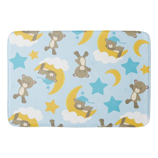 Tapis De Bain Motif D'Ours, Mignonnes Ours, Nounours, Étoiles (Devant)