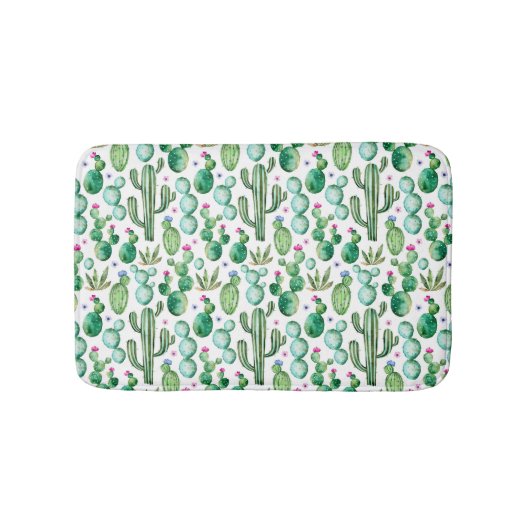 Tapis De Bain Motif d'usines de cactus d'aquarelle (Devant)