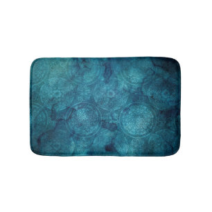 Tapis De Bain Motif élégant d'aquarelle de mandala de turquoise