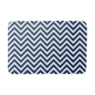 Tapis De Bain Motif élégant Navy Blue Chevrons