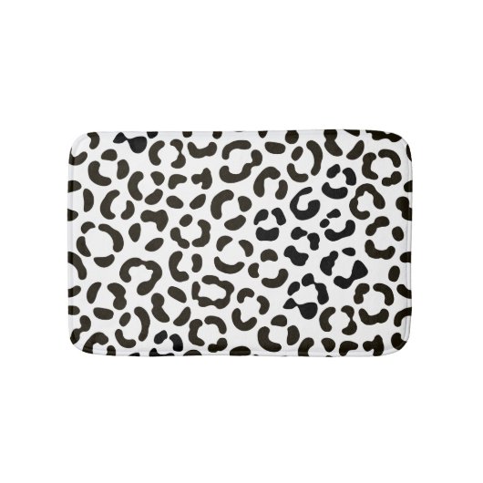Tapis De Bain Motif Empreinte de léopard noir et blanc tendance (Devant)