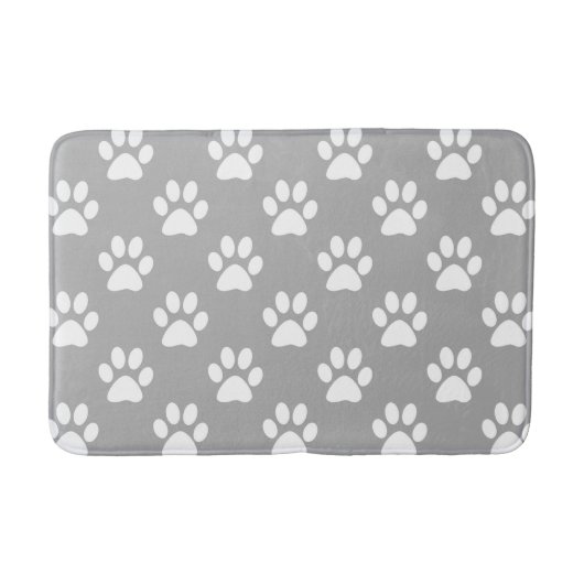 Tapis De Bain Motif empreinte de patte gris et blanc (Devant)