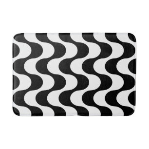 Tapis De Bain Motif en bande style Wavy Op-Art rétro des années