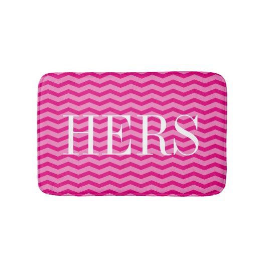 Tapis de bain motif en chevron rose néon (Devant)