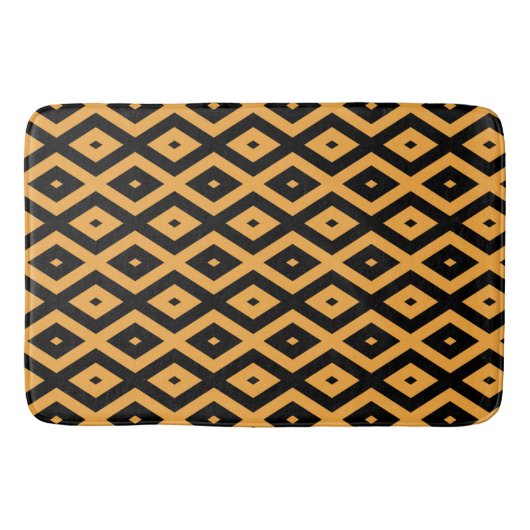 Tapis De Bain Motif en diamant jaune et noir (Devant)