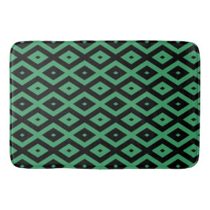 Tapis De Bain Motif en diamant vert et noir