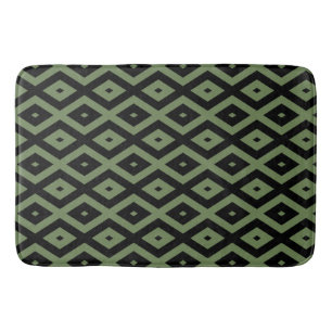 Tapis De Bain Motif en diamant vert olive et noir