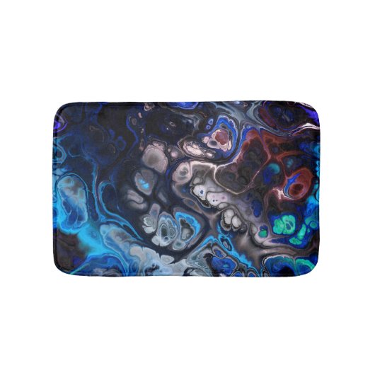 Tapis De Bain Motif en marbre noir, bleu et bordeaux (Devant)