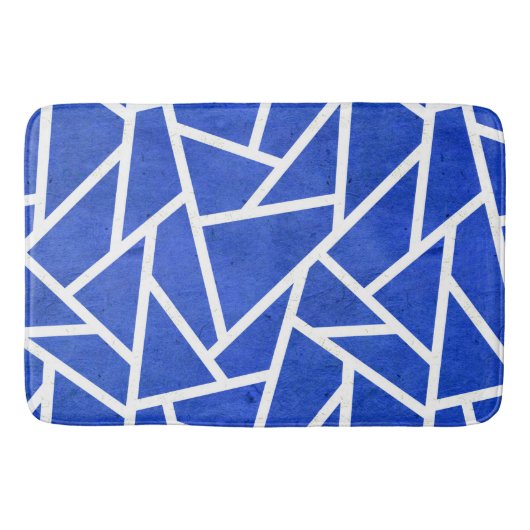 Tapis De Bain Motif en mosaïque bleue et blanche (Devant)