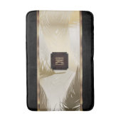 Tapis De Bain Motif en plume noir et or avec Monogramme (Devant (Vertical))