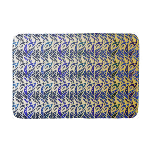 Tapis De Bain Motif en plumes de paon bleu et or