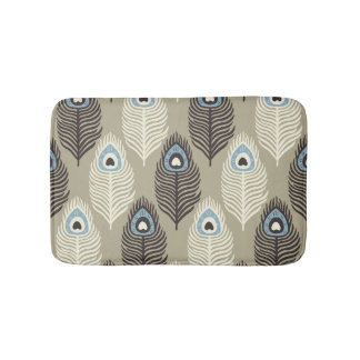 Tapis De Bain Motif en plumes de paon, style vintage.