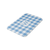 Tapis De Bain Motif En vichy bleu clair et blanc avec Monogramme (Angle)