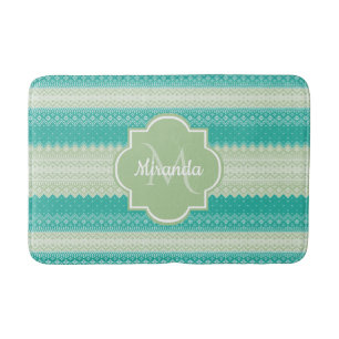 Tapis De Bain Motif et nom du noeud vert à la mode Turquoise Neo