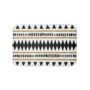 Tapis De Bain Motif ethnique Black Gold Parties scintillant
