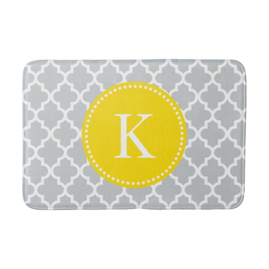 Tapis De Bain Motif fait sur commande gris jaune de Quatrefoil (Devant)