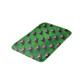 Tapis De Bain Motif Festif de chat noir sur vert (Angle)