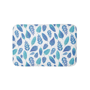 Tapis De Bain Motif Feuille bleu aquarelle